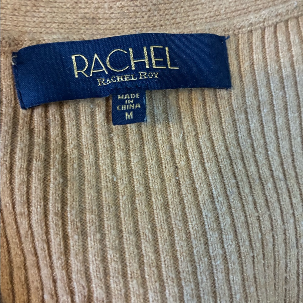 RACHEL Rachel Roy Camel-Tone Textured V-Neck Button Cardigan - Picture 5 of 5